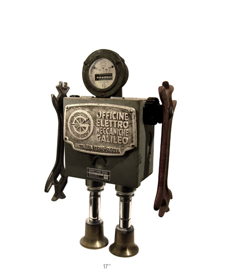  which makes totally cool non-functional robot art out of found objects.